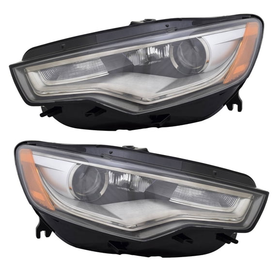 For Audi S6 2013 14 15 16 17 2018 Headlight Driver and Passenger Side | Pair | HID | Replacement For AU2502170, AU2503170 | 4G0941043E, 4G0941044E