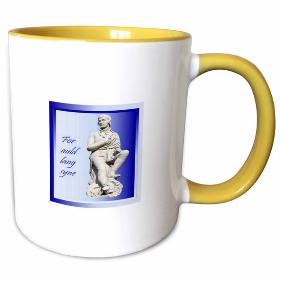 3drose, for Auld Lang Syne Quote, 15oz Two-tone Yellow Mug