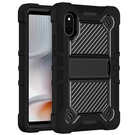 For BLU Tab One 5G Tab Tough Tablet Strong Kickstand Hybrid Case Cover - Black