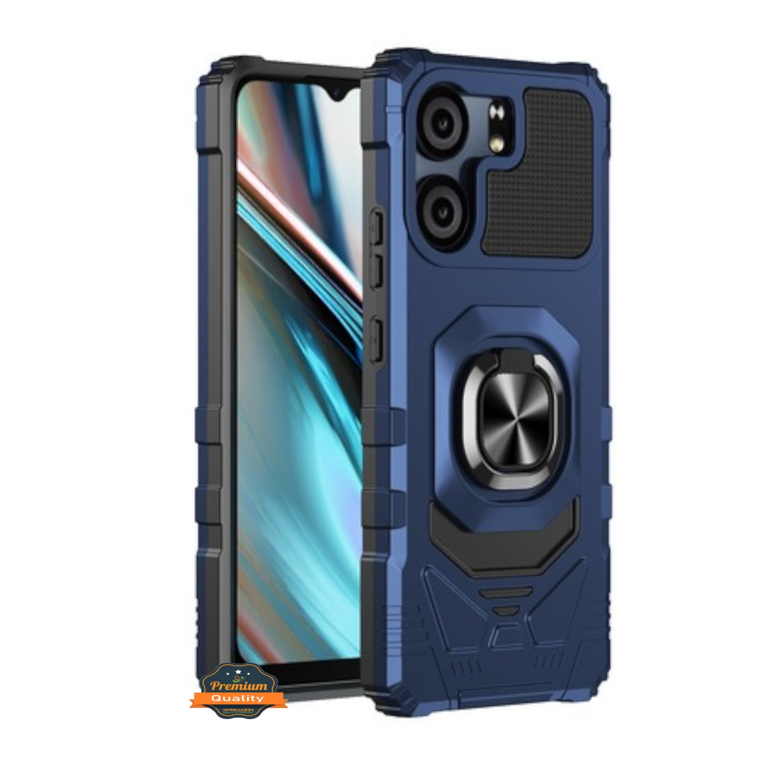 For BLU View 5 2024 Case Hybrid Magnetic Car Mount Ring Kickstand Stand Holder Full-Body Armor Hard Protective [Military Grade] Phone Cover - Blue