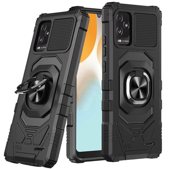 For BLU View 5 Pro Hybrid Dual Layer with 360° Rotate Magnetic Ring Stand Holder Kickstand TPU Rugged PC Shockproof Cover ,Xpm Phone Case [ Black ]