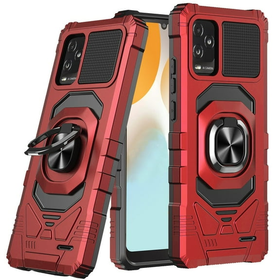 For BLU View 5 Pro Hybrid Dual Layer with 360° Rotate Magnetic Ring Stand Holder Kickstand TPU Rugged PC Shockproof Cover ,Xpm Phone Case [ Red ]