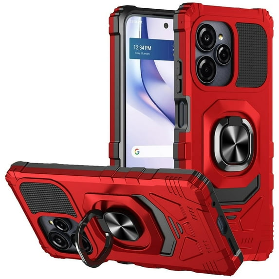 For BLU View Speed Ultra 5G B1660V Robotic Ring Kickstand Phone Case - Red