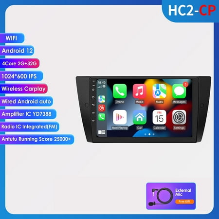 For BMW 3 Series E90 E91 E92 E93 2005-2012 9" Android 12.0 Carplay Wifi 2+32GB Car Stereo Radio GPS Navigation Player