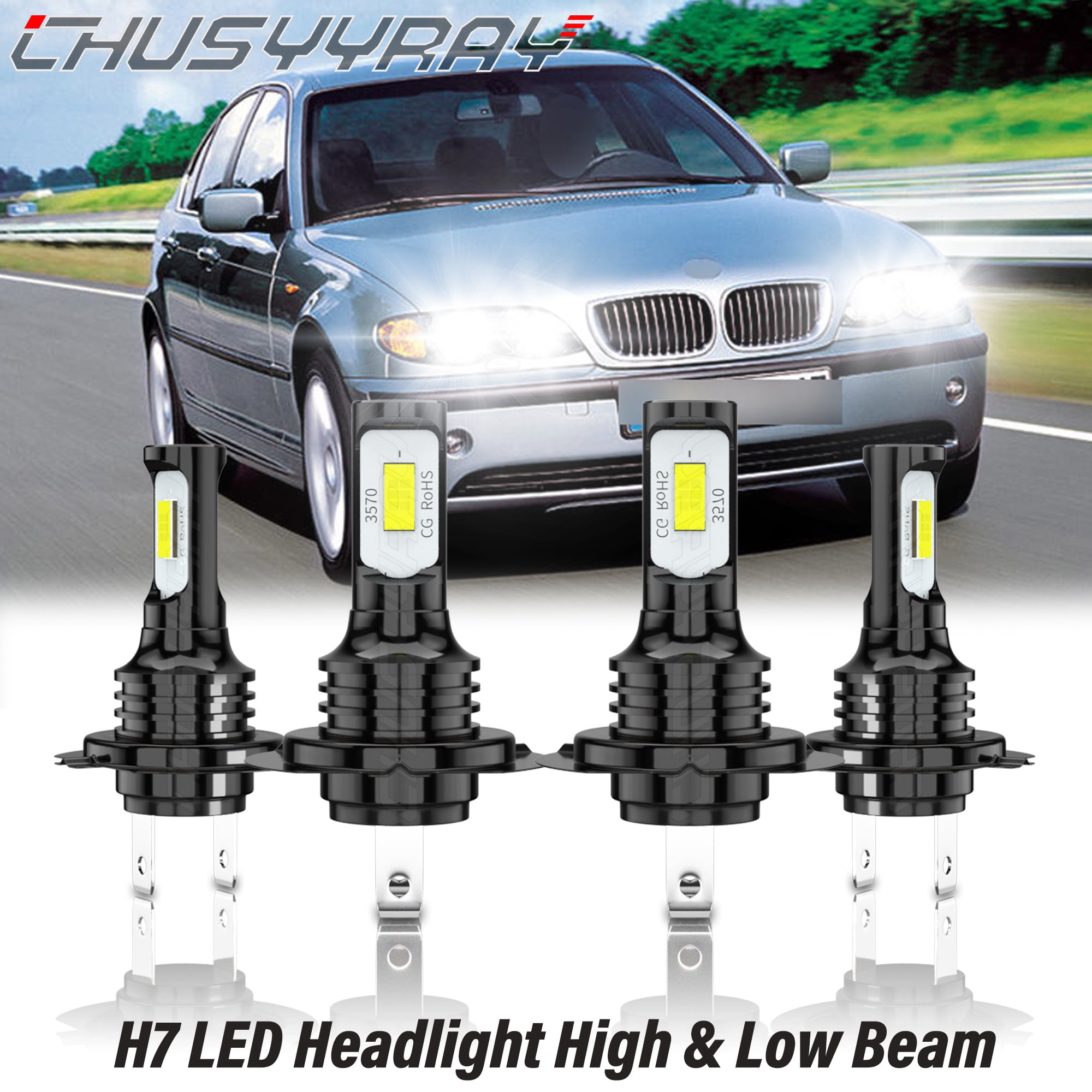 For BMW 325i 2002-2006 LED Front Headlight High Low Beam Bulbs Kit ...