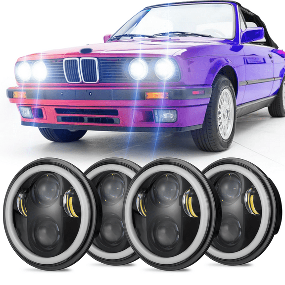 For BMW 325i 528i 535i E30 4x 5-3/4 5.75"Inch LED Headlights Hi-Lo Beam Headlamp