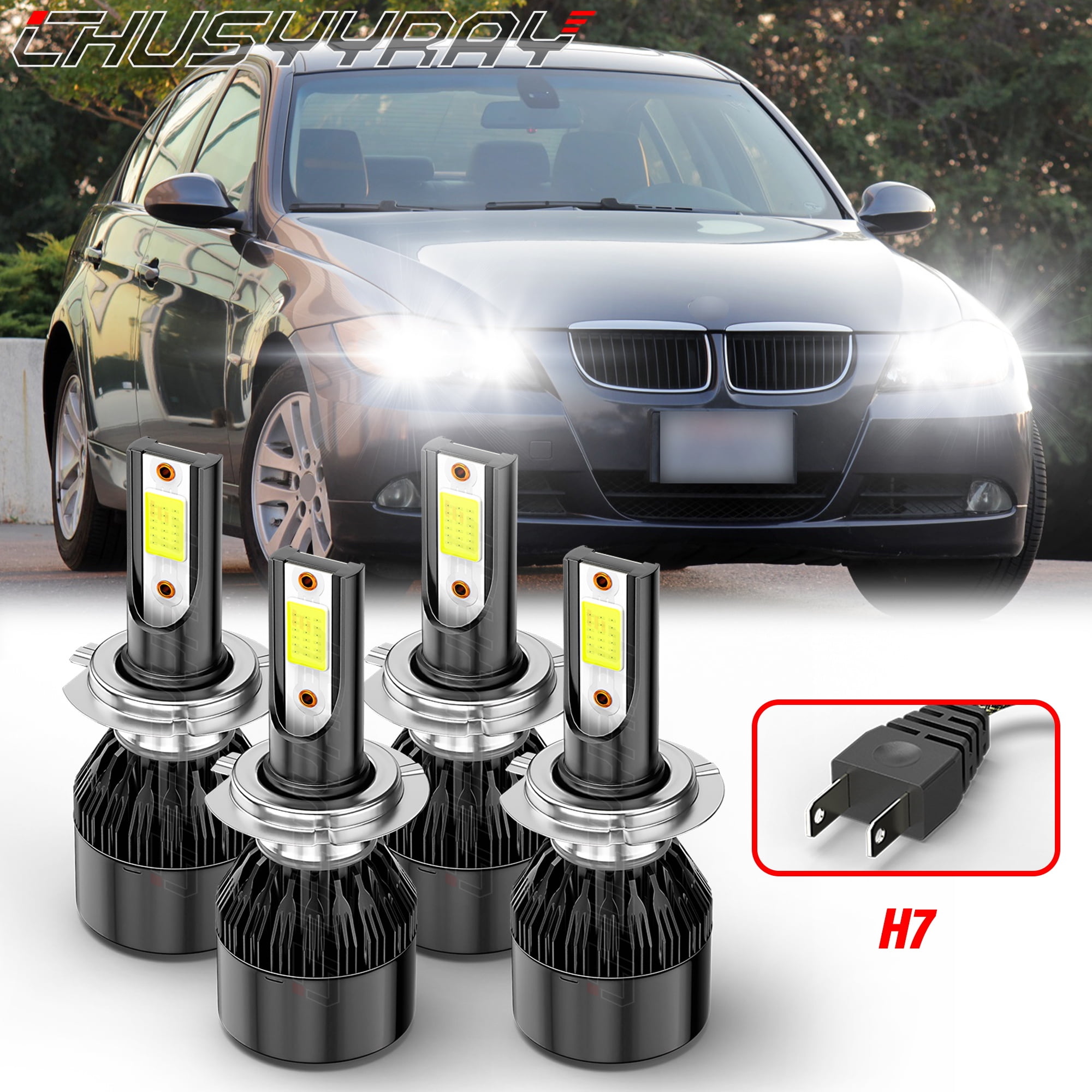 For BMW 328i 2007-2012 2013 2014 2015 2016 - 4x H7 LED Headlight High ...