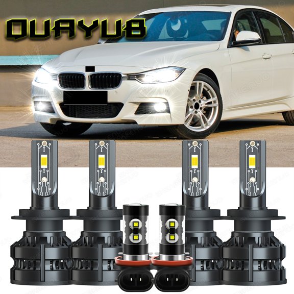 For BMW 328i 2007 - 2016 6x Bulbs LED Headlights Hi/Low Beams + Fog Lights Combo 6000K White
