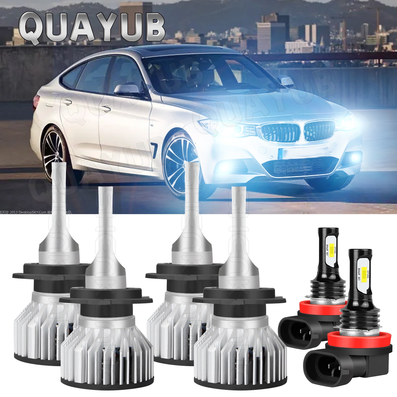 For BMW 328i 2007 - 2016 6x Bulbs LED Headlights Hi/Low Beams + Fog Lights Combo