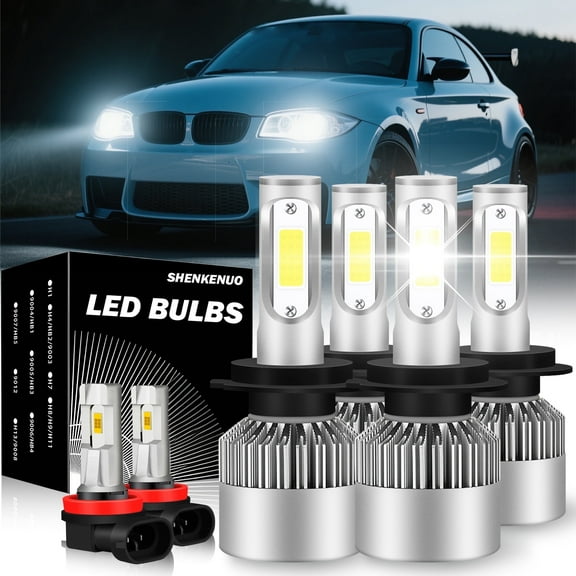 For BMW 328i 2007 - 2016 6x Bulbs LED Headlights Hi/Low Beams + Fog Lights Combo