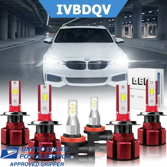 For  BMW 328i xDrive 2009-2016
 LED Headlight Conversion Kit High&Low&Fog Beam Bulbs 6000K White pack of 6