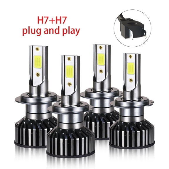 For BMW 330i 2002-2006 - H7+H7 Front LED Headlights 4X Bulbs High-Low beam Combo White f2