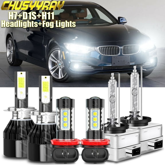 For BMW 428i 435i 2014 2015 2016 LED HID Xenon Headlight Hi / Lo+Fog Light Bulbs