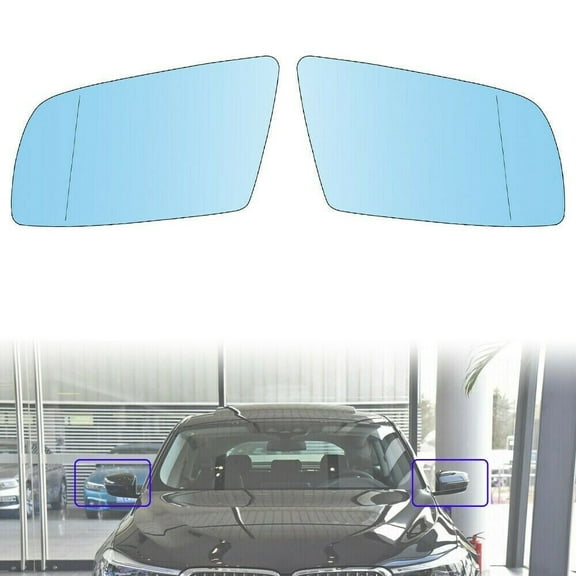 For BMW 5 E60 2003-2009 Door Mirror Glass Heated Blue Left + Right 51167065082 R
