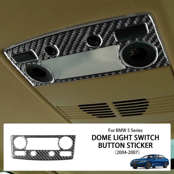 For BMW 5 Series E60 2004-2007 Real Carbon Fiber Front Roof Light Switch Button Panel Cover Car Interiors Accessories Sticker.