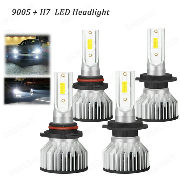 For BMW 528i 1997-2000 Combo 9005+H7 LED Headlight Bulbs 6000K Conversion Kit