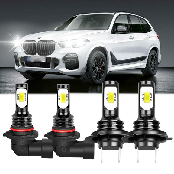 For BMW 528i 540i 1997-2000 LED Headlights High Low Beam 4 Bulbs Combo Kit White