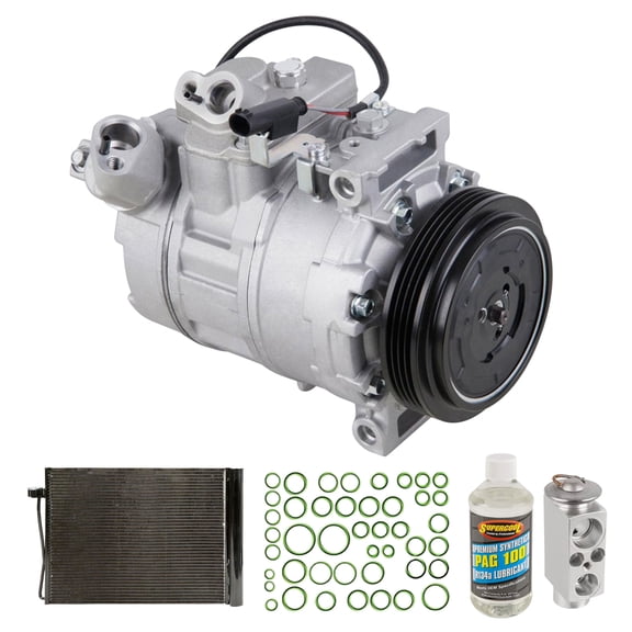 For BMW 545i 645Ci 550i & 650i A/C Kit w/ AC Compressor Condenser & Drier - BuyAutoParts
