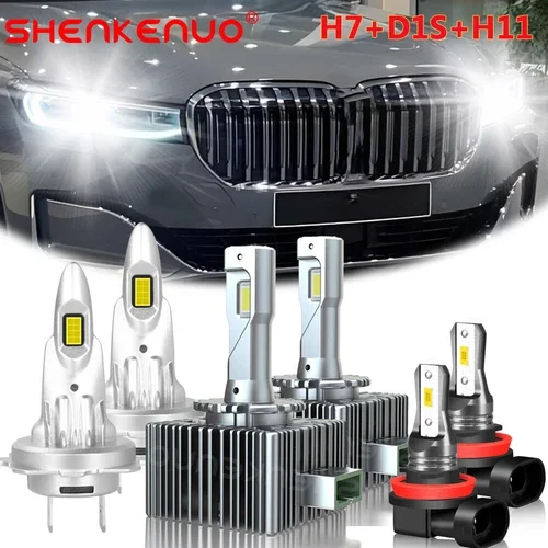For BMW 750i 750Li 760Li 2006 2007 2008 LED HID Headlight Hi/Low+Fog Light KIT