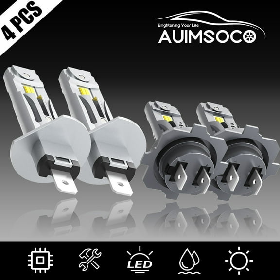 For BMW E38 1999-2001 740i 740iL 750iL H7 & H1 LED Headlight 6000K Bulbs QTY 4 Plug-N-Play Easy Install