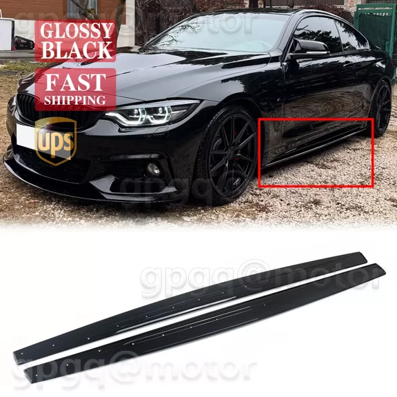 For BMW F32 F33 F36 4 Series Performance Side Skirt Gloss Black Extension Splitter