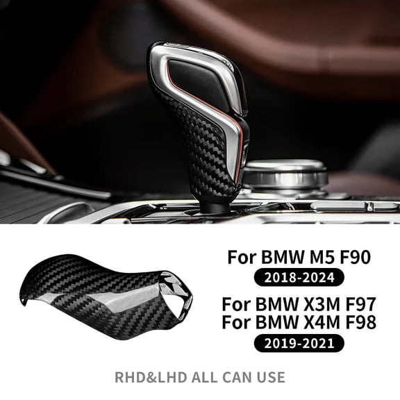 For BMW F90 M5 F97 X3M F98 X4M 2019-2023 Automatic Shift Gear Knob Trim Cover Car Retrofitting Accessories Real Dry Carbon Fiber.