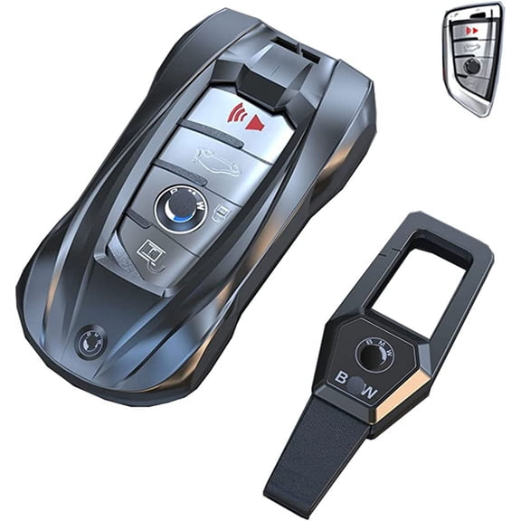 For BMW Key Fob Cover, Metal Car Key Fob Cover for BMW 2 5 6 7 Series X1 X2 X3 X5 X6 Key Cover with Keychain