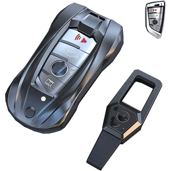 For BMW Key Fob Cover, Metal Car Key Fob Cover for BMW 2 5 6 7 Series X1 X2 X3 X5 X6 Key Cover with Keychain