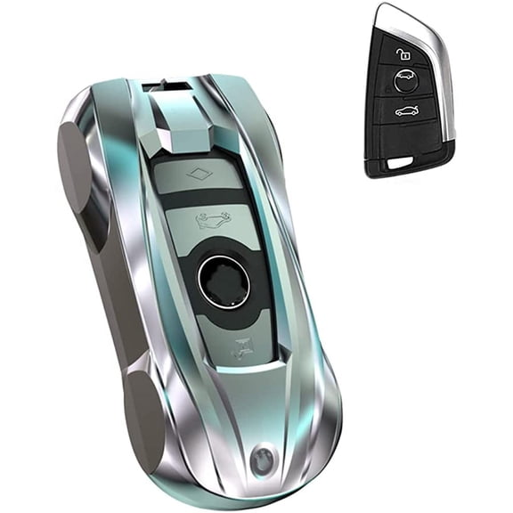 For BMW Key Fob Cover, Metal Car Key Fob Cover for BMW 2 5 6 7 Series X1 X2 X3 X5 X6 Series Key Cover with Keychain