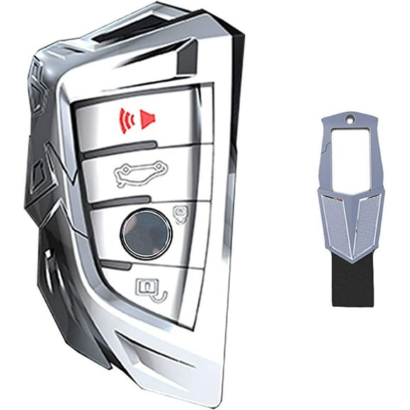 For BMW Matel Key Fob Cover Blade Shape Shell Keychain for BMW X1/X2/X3/X5/X6, 2 3 5 6 7 Series M3 M4 Smart Remote Holder (sliver, B)