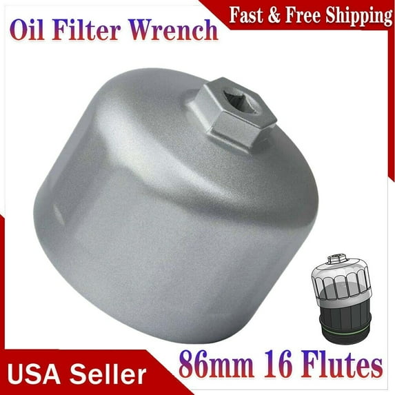 For BMW & Volvo 86mm Oil Filter Wrench Tool Cartridge Filter Housing Cap 16Flute