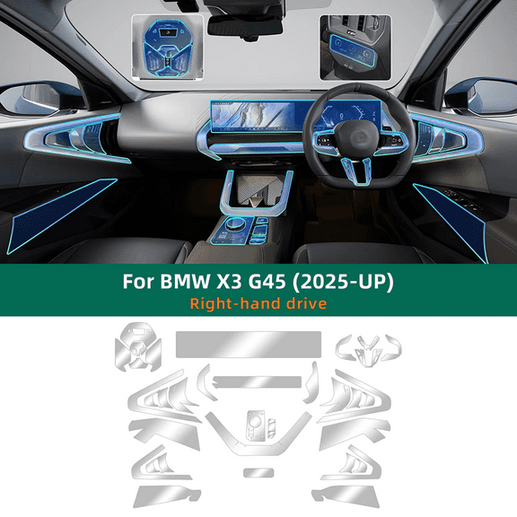 For BMW X3 G45 2025-UP TPU Transparent Protective Film GPS Navigation Speedometer Interior Screen Gear Anti-scratch.