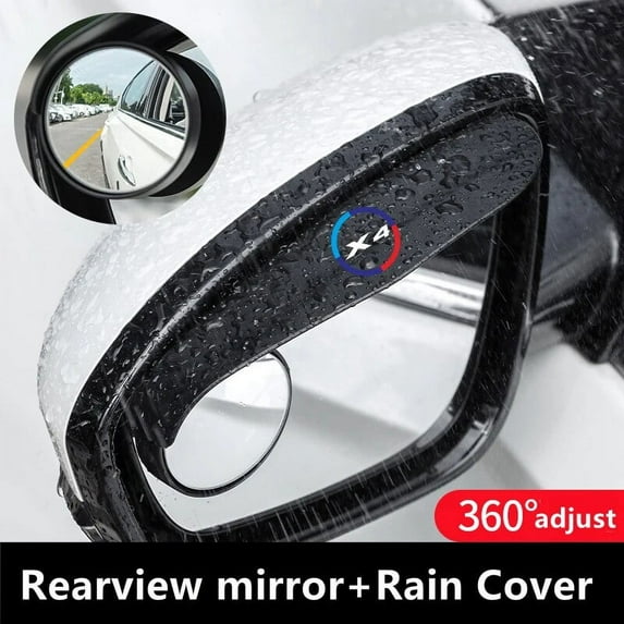 For BMW X4 2PCS Car Rear View Mirror Sticker Rain Eyebrow Weatherstrip With Small Round Mirror Car Accessories