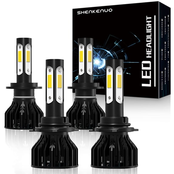 For BMW X5 2000-2001 LED Headlight Bulbs 9005 High Beam + H7 Low Beam 4pc