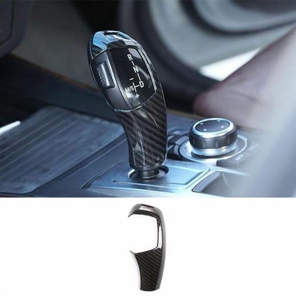 For BMW X5 X6 E70 E71 2008-2013 Carbon Fiber Gear Shift Knob Shifter Lever Trim