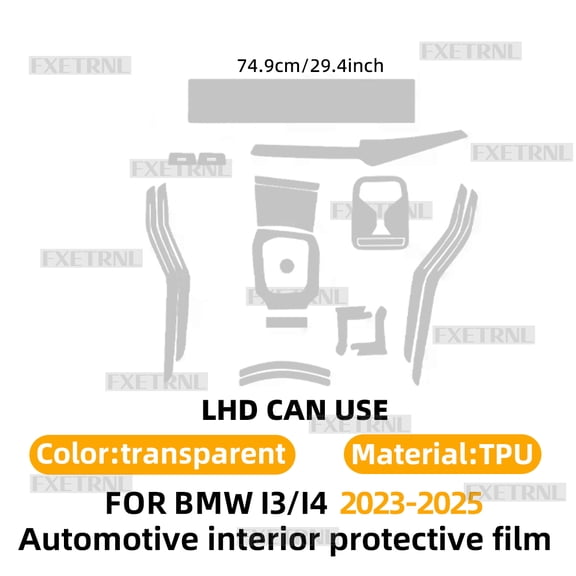 For BMW i4 G26 i3 2025 2024 2023 PPF Protection Film Accessories Interior Transparent TPU Navigation Gear Panel Center Console.