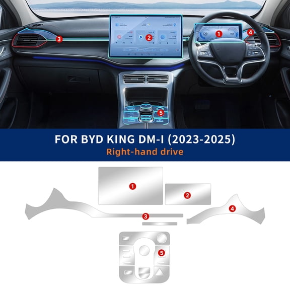For BYD King DM-i 2025 2024 2023 2026 PPF Protection Film Accessories Transparent TPU Gear Panel GPS Center Console Sticker.