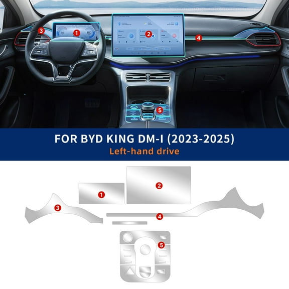 For BYD King DM-i 2025 2024 2023 2026 PPF Protection Film Accessories Transparent TPU Gear Panel GPS Center Console Sticker.