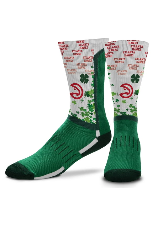Atlanta Hawks Four Leaf St. Patrick's Day V-Curve Crew Socks