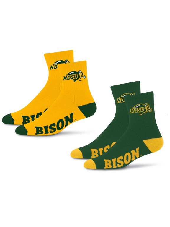 For Bare Feet NCAA North Dakota State Bison Quarter Two Pack Team Colors Large