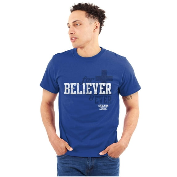 For Believer and Ever Religious Plus Size Crewneck Graphic Tee Shirt Brisco Brands 2X