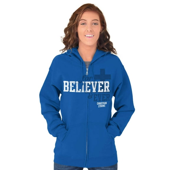 For Believer and Ever Religious Zip Up Hoodie Men's Women's Brisco Brands X