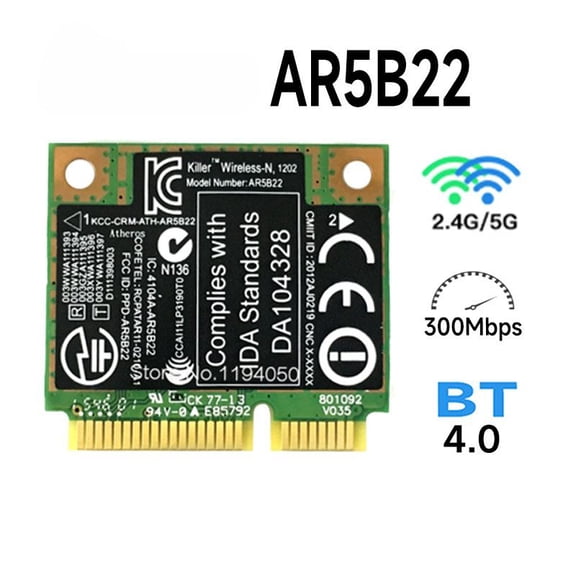 For Bigfoot networks 2.4G 5G WLAN card Killer N1202 AR5B22 DUAL BAND N+BLUETOOTH BT WIRELESS WIFI CARD
