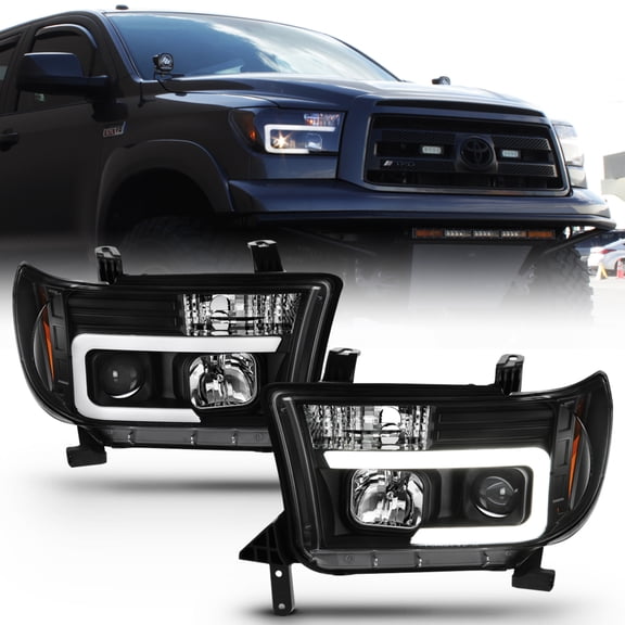 For Black 2007-2013 Toyota Tundra 08-17 Sequoia LED Tube Projector Headlights
