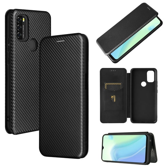 For Blackview A70 Carbon Fiber Texture Horizontal Flip TPU + PC + PU Leather Case with Card Slot