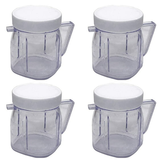 For Blender Replacement Parts, 4937 Mini Osterizer Blender Jar Accessory, Cup Mini Plastic Jars with Lids (4 Pack)