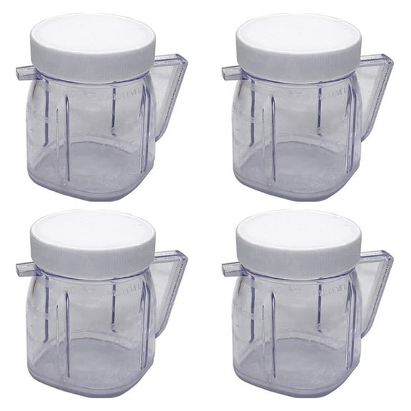 For Blender Replacement Parts, 4937 Mini Osterizer Blender Jar Accessory, Cup Mini Plastic Jars with Lids (4 Pack)