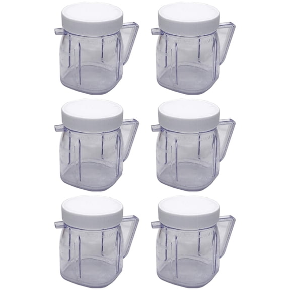 For Blender Replacement Parts, 4937 Mini Osterizer Blender Jar Accessory, Cup Mini Plastic Jars with Lids (6 Pack)