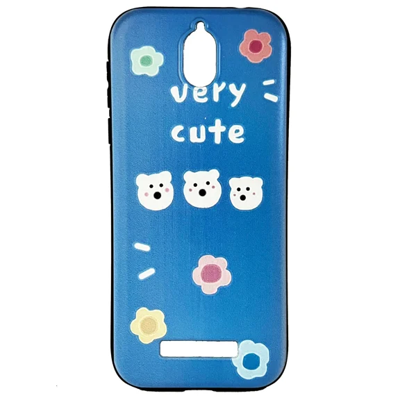 For Blu View 2 B131DL B130DL SLIM TPU Skin Cover Phone Case + Tempered Glass - Bear Design