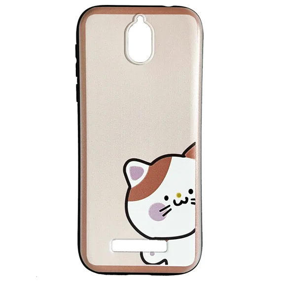 For Blu View 2 B131DL B130DL SLIM TPU Skin Cover Phone Case + Tempered Glass - Cat Design